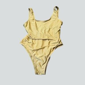 Rue Bleu Yellow Low Back One Piece Swimsuit